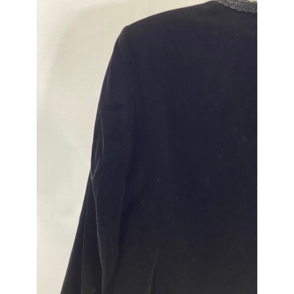 BROOKS BROTHERS Women's Black Vintage Textured Velvet Single-Button Blazer SZ 12 - Picture 5 of 11